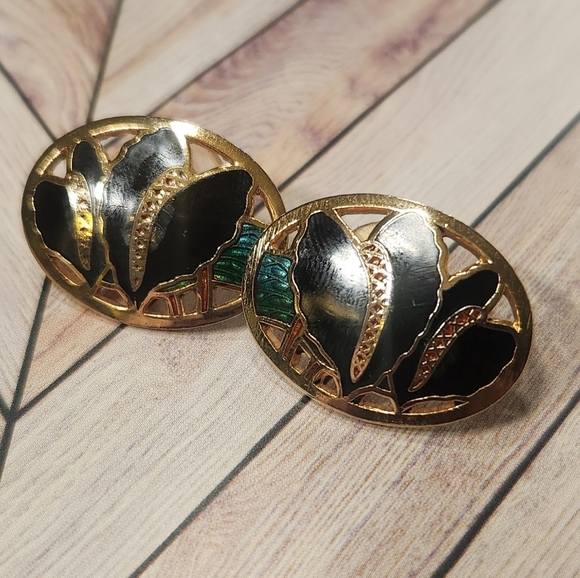 Vintage Cloisonne Post Earrings - Picture 2 of 4